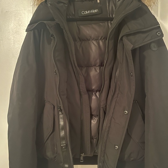 Men’s Calvin Klein Black Fur Hooded Jacket - Picture 4 of 5